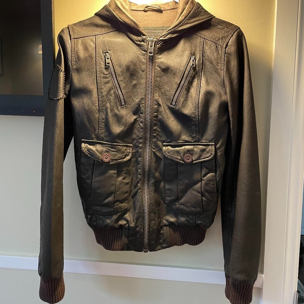 Superdry Leather Hoodie Jacket